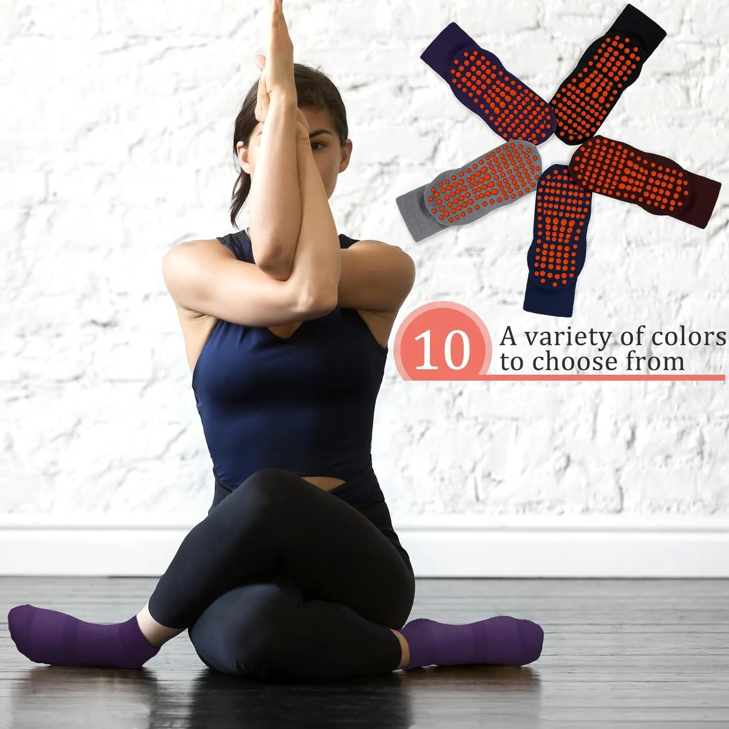 Geyoga 10 Pairs Non Slip Yoga Socks Anti Skid Sticky Grippers Hospital Slipper Socks for Men Women Pilates Ballet Barre