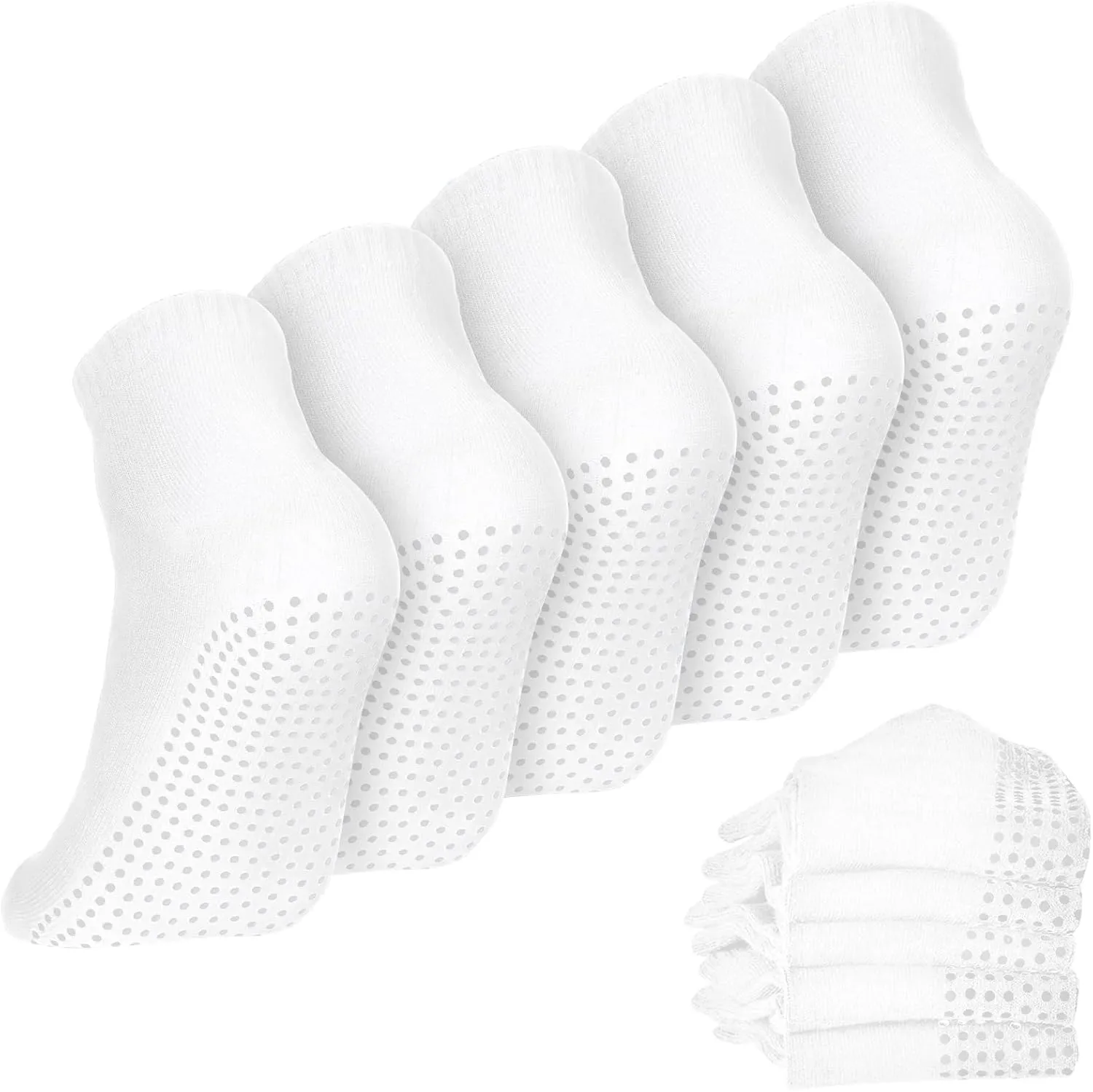 Geyoga 5 Pairs Men Non Slip Socks Women Anti Skid Slipper Barre Socks with Cushion Unisex for Yoga Pilates Barre Home Workout