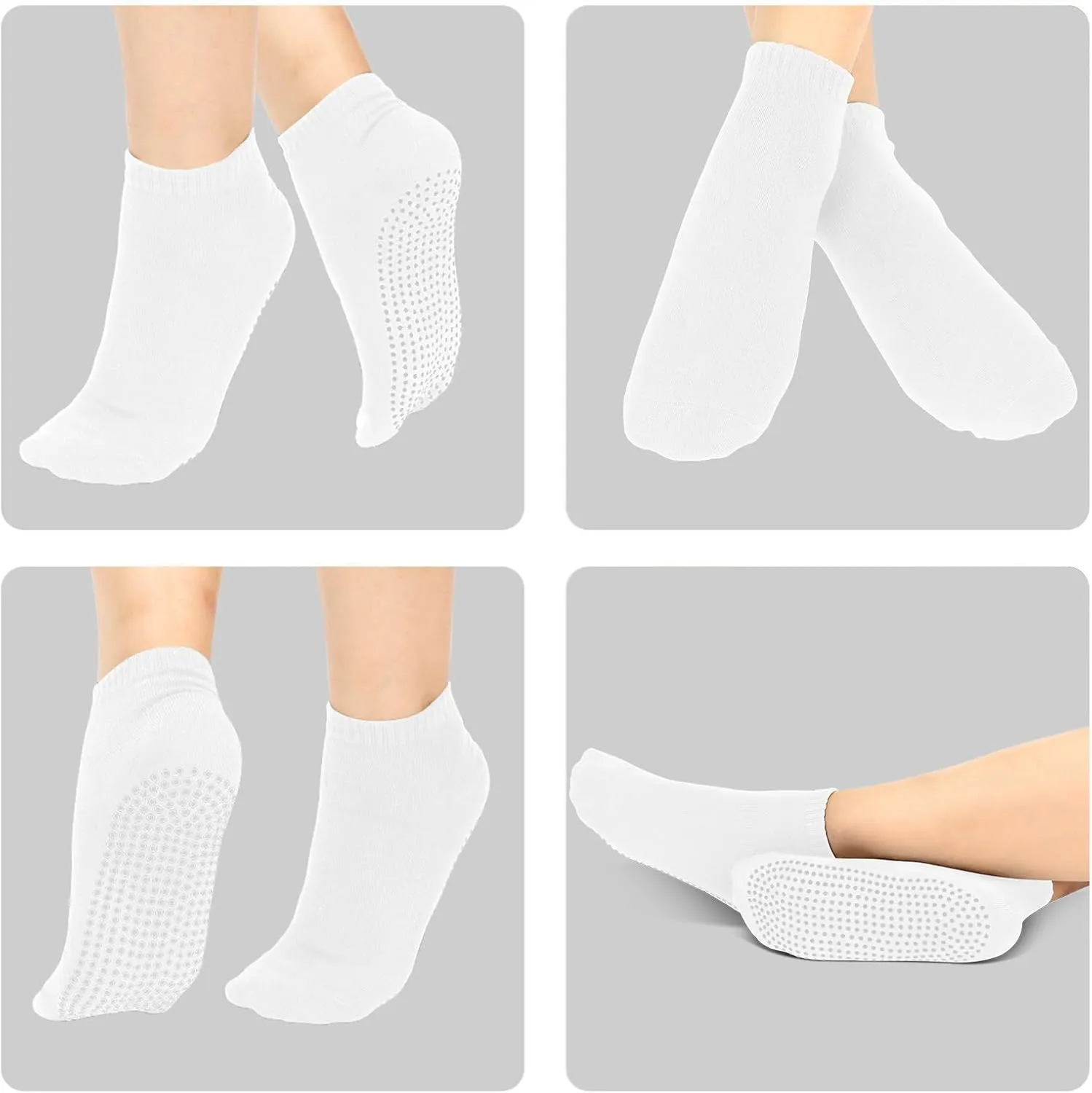 Geyoga 5 Pairs Men Non Slip Socks Women Anti Skid Slipper Barre Socks with Cushion Unisex for Yoga Pilates Barre Home Workout