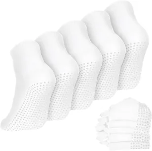 Geyoga 5 Pairs Men Non Slip Socks Women Anti Skid Slipper Barre Socks with Cushion Unisex for Yoga Pilates Barre Home Workout