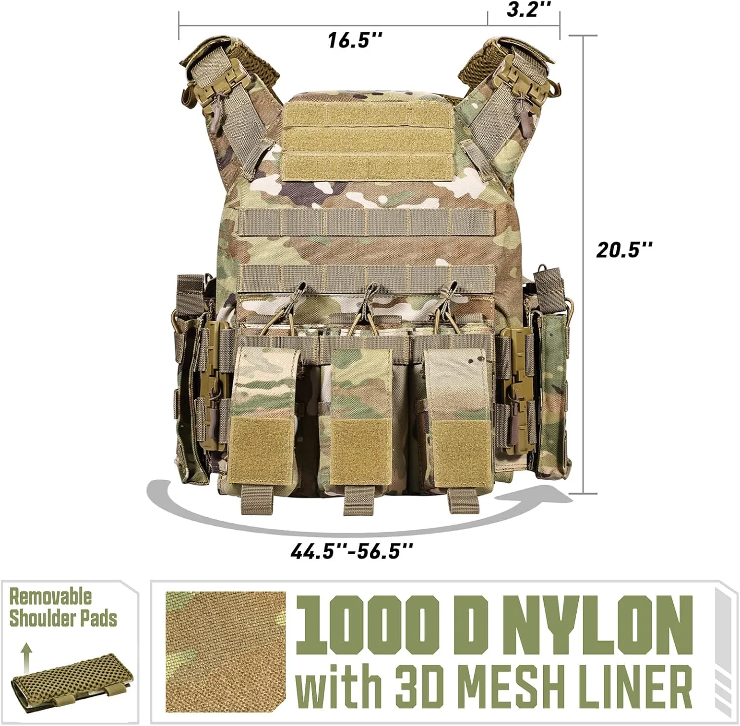 GFIRE Tactical Vest - Airsoft Lightweight Modular 3D Breathable Quick Release Vest, Adjustable Tactical Gear for Training