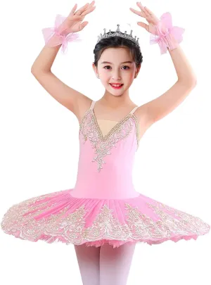 Girl's Camisole Skirted Leotard Ballet Lace Sequin Tutu Swan Costumes Competition Skirt Dress