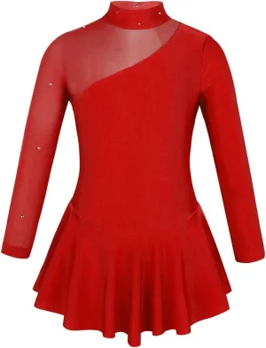 Girls Figure Ice Roller Skating Ballet Dance Gymnastics Leotard Dress,Stage Performance Costume