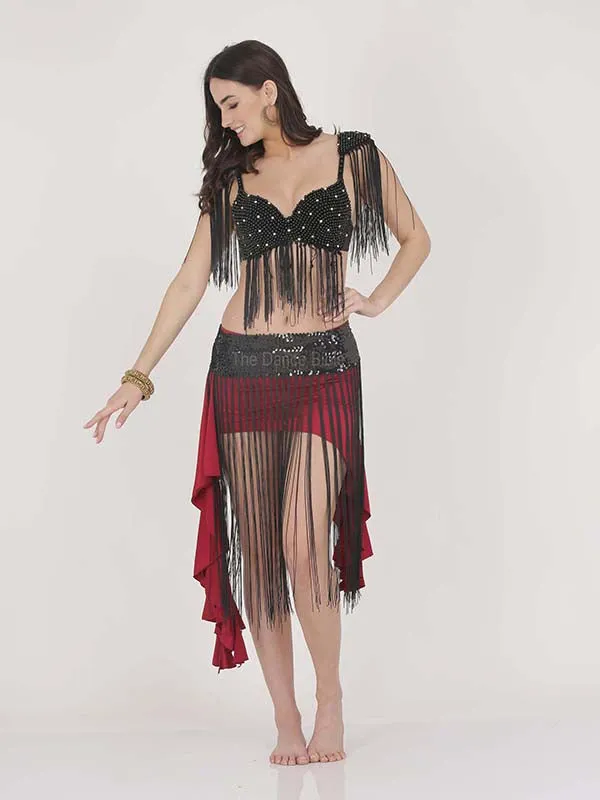 Girls Long Sequin Tassel Belly Dance Hip Scarf Belt