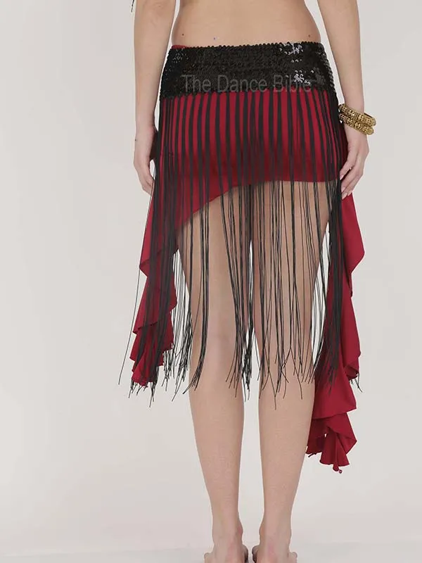 Girls Long Sequin Tassel Belly Dance Hip Scarf Belt