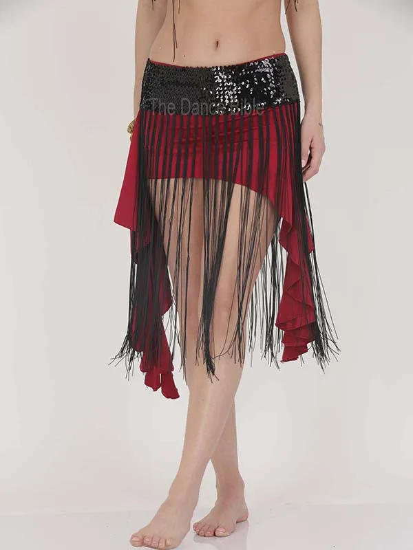 Girls Long Sequin Tassel Belly Dance Hip Scarf Belt