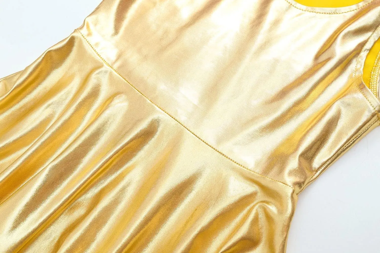Girls Metallic Dress Kids Sparkly Shiny Dresses Twirl Swing Dresses