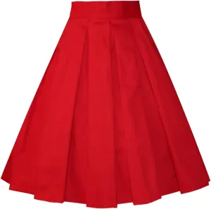 Girstunm Women's Pleated Vintage Skirt Floral Print A-line Midi Skirts with Pockets