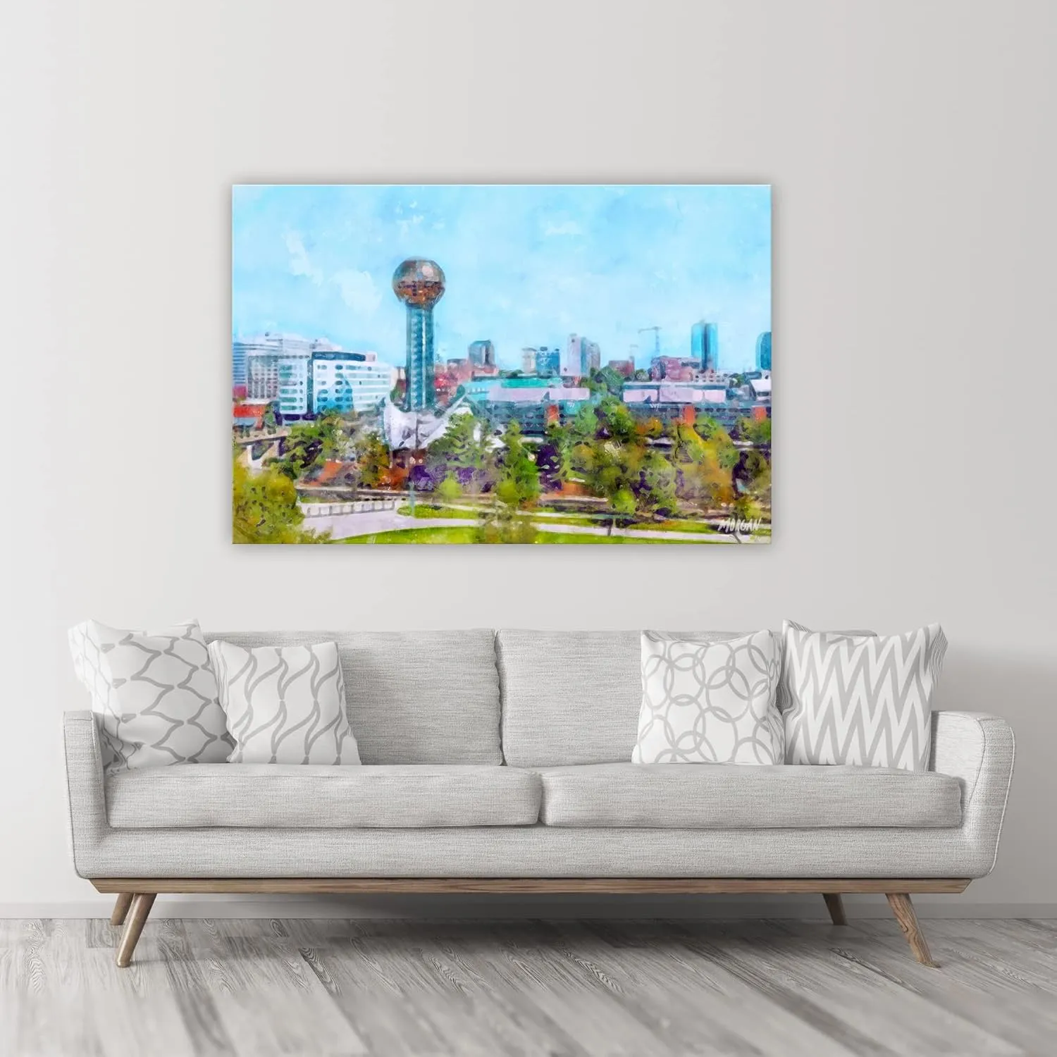 G.O.A.T HOUSE OF CREATIVE Knoxville TN Skyline Art Canvases, Knoxville Giclee Art, Knoxville Wall Art, Iconic Knoxville Office Art Decor, Canvases (60" x 40" Art Canvas Unframed)