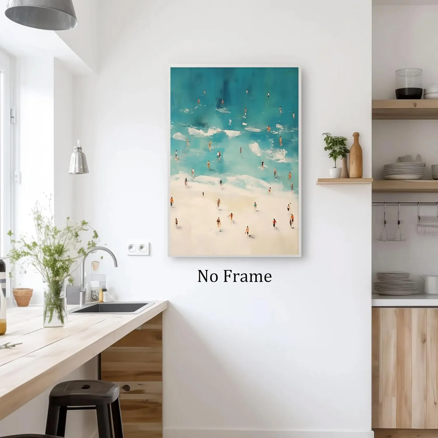 Gobeiuasy Ocean Wave Surfing Wall Art Summer Beach Posters Trendy Coastal Prints Beach Landscape Painting Navy Blue Ocean Canvas Wall Art Hawaii Surfing Poster for Room 16x24inch No Frame