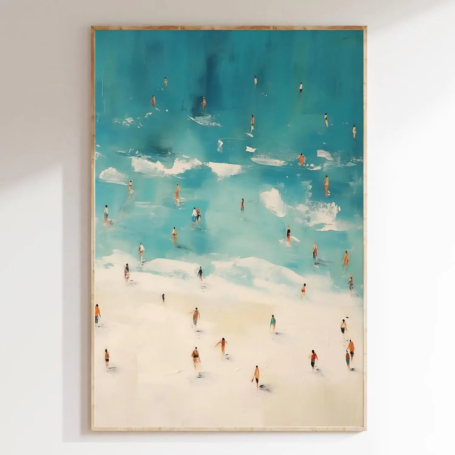 Gobeiuasy Ocean Wave Surfing Wall Art Summer Beach Posters Trendy Coastal Prints Beach Landscape Painting Navy Blue Ocean Canvas Wall Art Hawaii Surfing Poster for Room 16x24inch No Frame