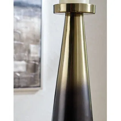 Gold and Black Metal Candle Holders, Set of 2