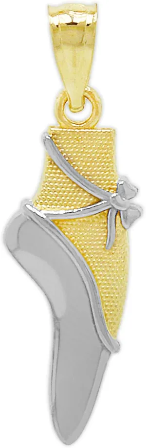 Gold Ballerina Ballet Shoe Slipper Charm - 10 Karat Solid Gold
