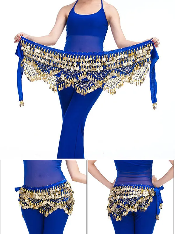 Gold Coin Velvet Hip Scarf Belly Dance Belt for Girls