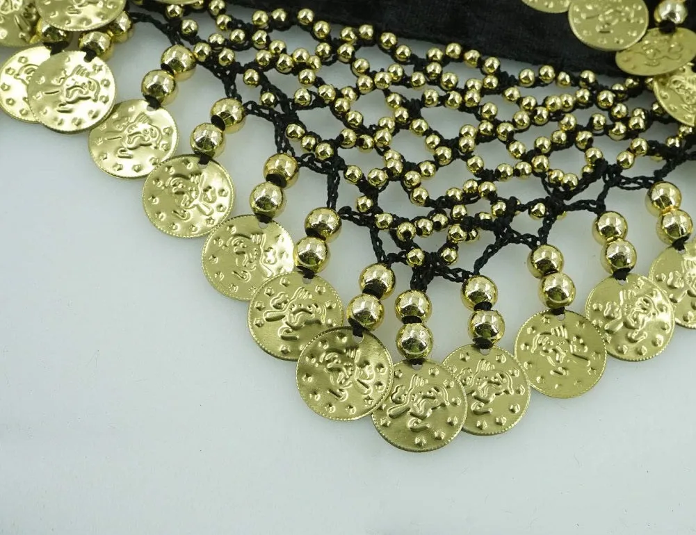 Gold Coin Velvet Hip Scarf Belly Dance Belt for Girls