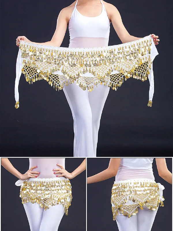 Gold Coin Velvet Hip Scarf Belly Dance Belt for Girls