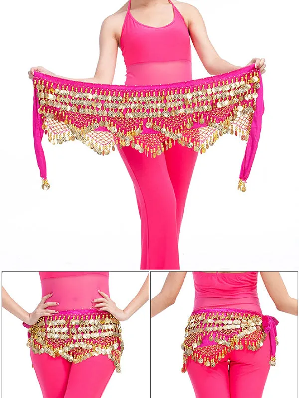 Gold Coin Velvet Hip Scarf Belly Dance Belt for Girls