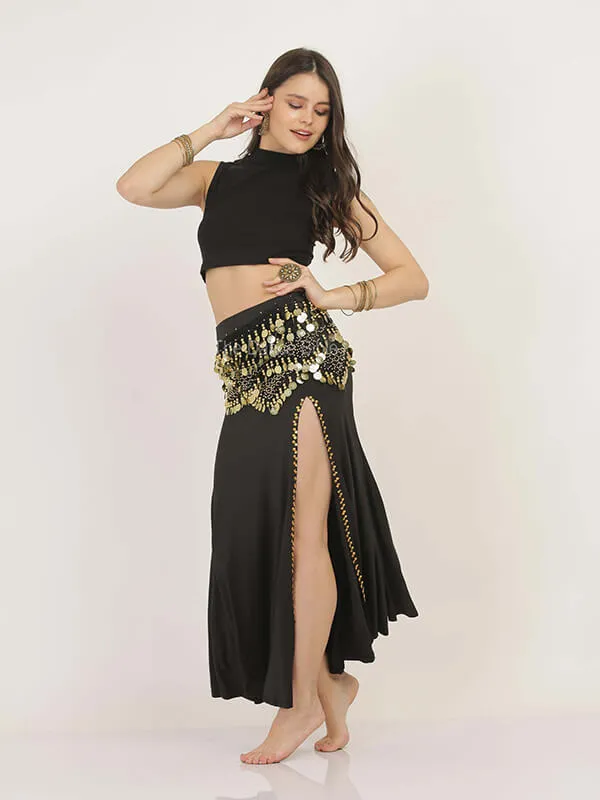 Gold Coin Velvet Hip Scarf Belly Dance Belt for Girls