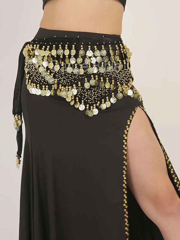 Gold Coin Velvet Hip Scarf Belly Dance Belt for Girls