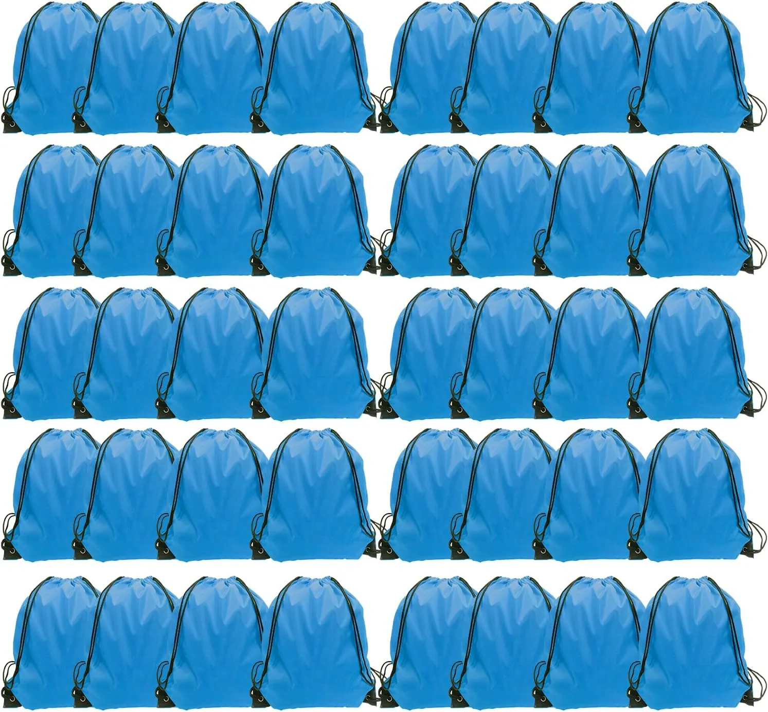 GoodtoU Drawstring Bags, Drawstring Backpack Bulk Nylon Backpack Draw String Back Bag Cinch Sack Drawstring Gym Bag String Backpack for Sport, Traveling, Team (40Pcs, Sky Blue)