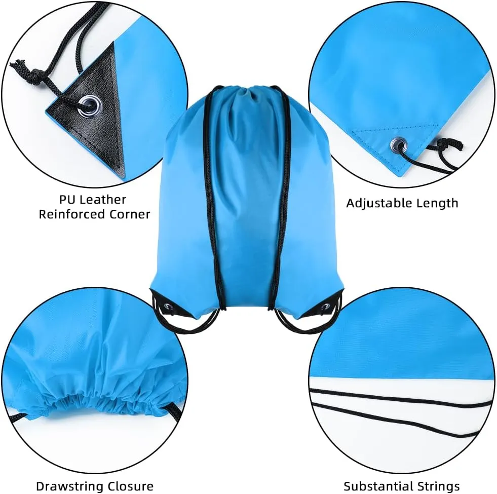 GoodtoU Drawstring Bags, Drawstring Backpack Bulk Nylon Backpack Draw String Back Bag Cinch Sack Drawstring Gym Bag String Backpack for Sport, Traveling, Team (40Pcs, Sky Blue)
