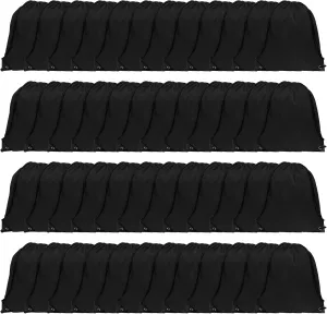 GoodtoU Drawstring Bags, Drawstring Backpack Nylon Backpack Draw String Bags Pack Bulk Cinch Sack Drawstring Gym Bag Drawstring Backpack for Sport, Traveling, Team (Black, 48Pcs)
