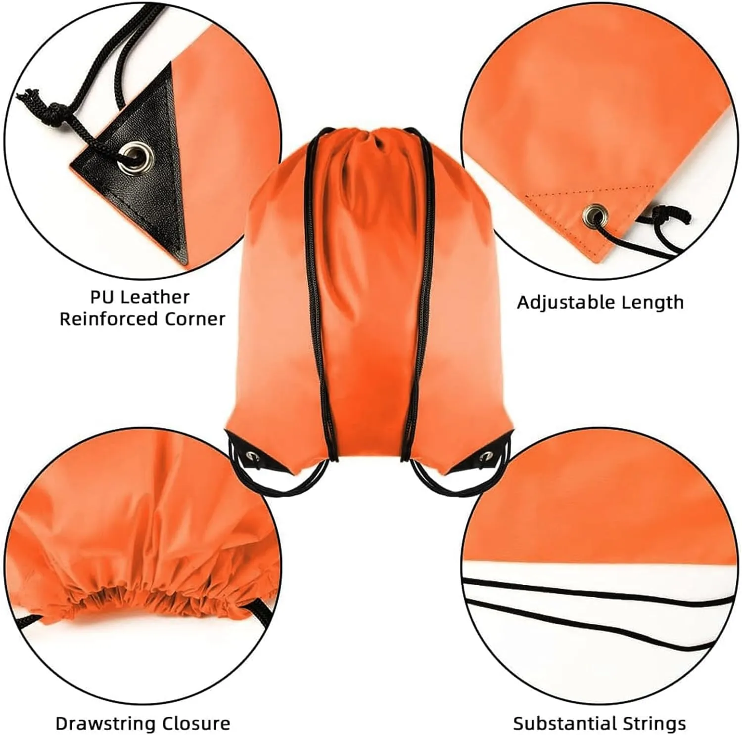 GoodtoU Drawstring Bags, Drawstring Backpacks Bulk Nylon Backpack Draw String Back Bag Cinch Sack Drawstring Gym Bag String Backpack for Sport, Traveling, Team (40Pcs, Orange)