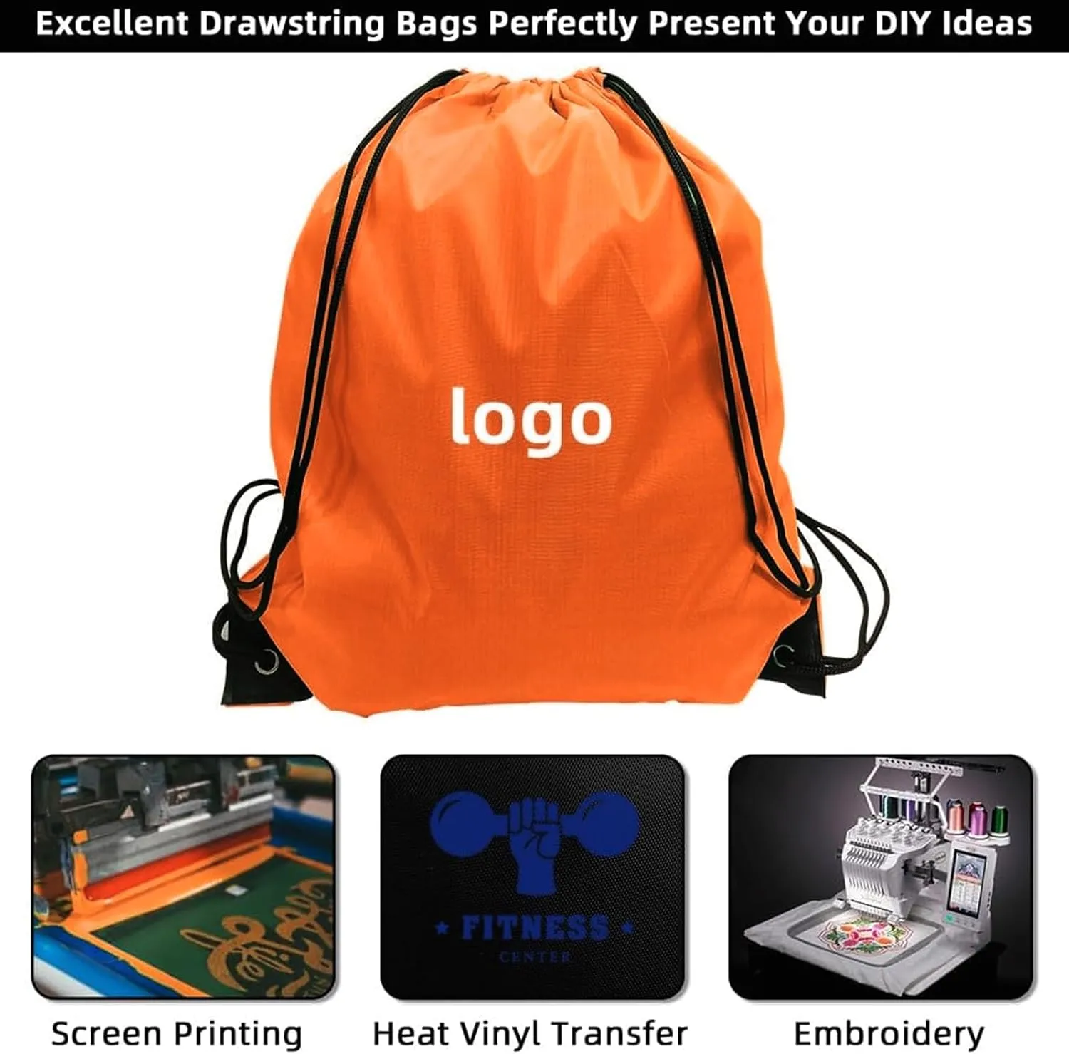 GoodtoU Drawstring Bags, Drawstring Backpacks Bulk Nylon Backpack Draw String Back Bag Cinch Sack Drawstring Gym Bag String Backpack for Sport, Traveling, Team (40Pcs, Orange)