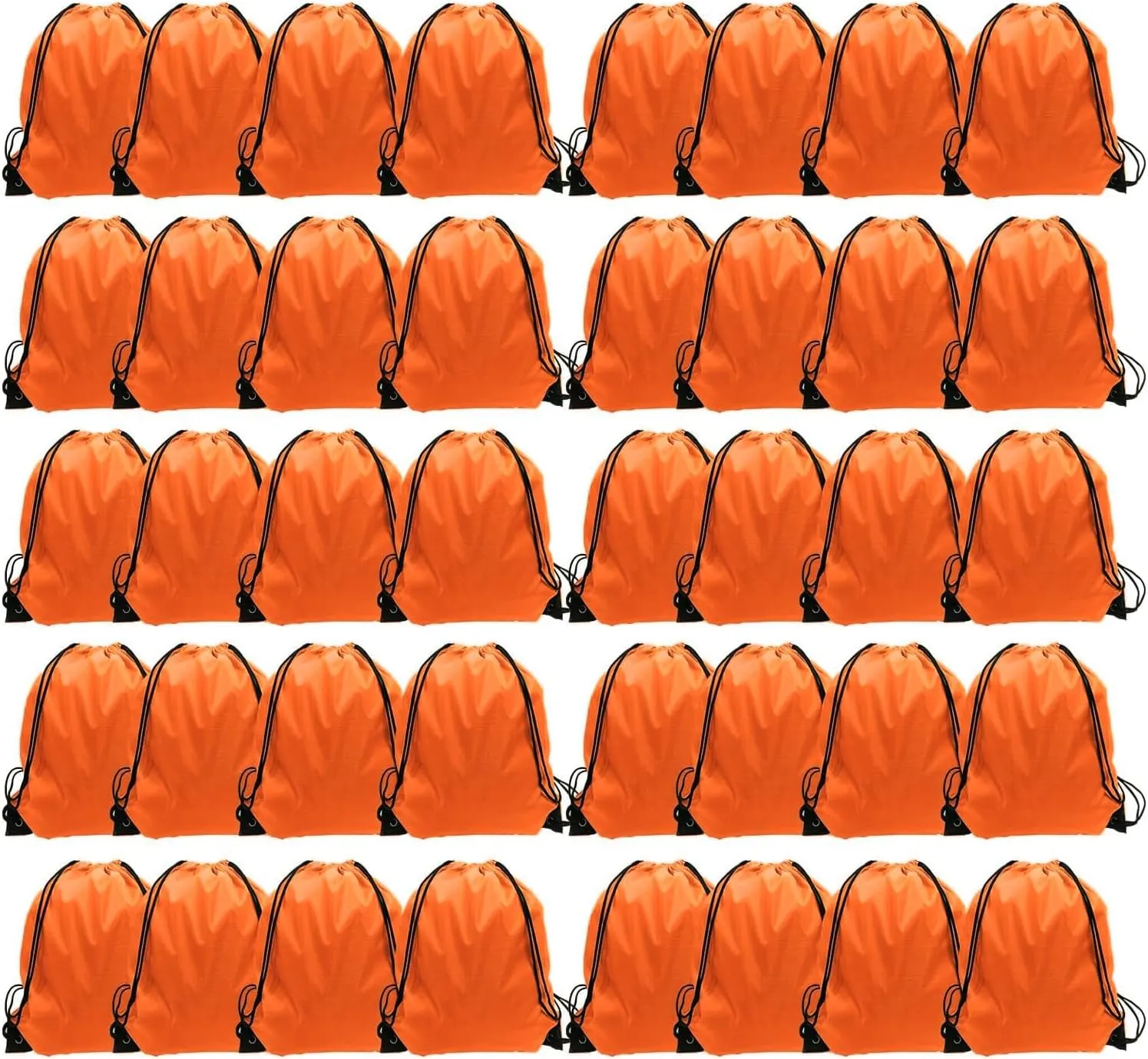 GoodtoU Drawstring Bags, Drawstring Backpacks Bulk Nylon Backpack Draw String Back Bag Cinch Sack Drawstring Gym Bag String Backpack for Sport, Traveling, Team (40Pcs, Orange)