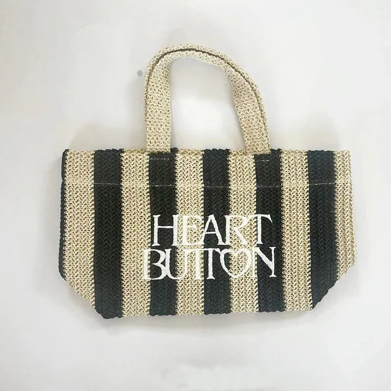 GOOSUDU Cross-Border Supply Large Capacity Totes Hand-Woven Bag All-Matching Striped Straw Bag