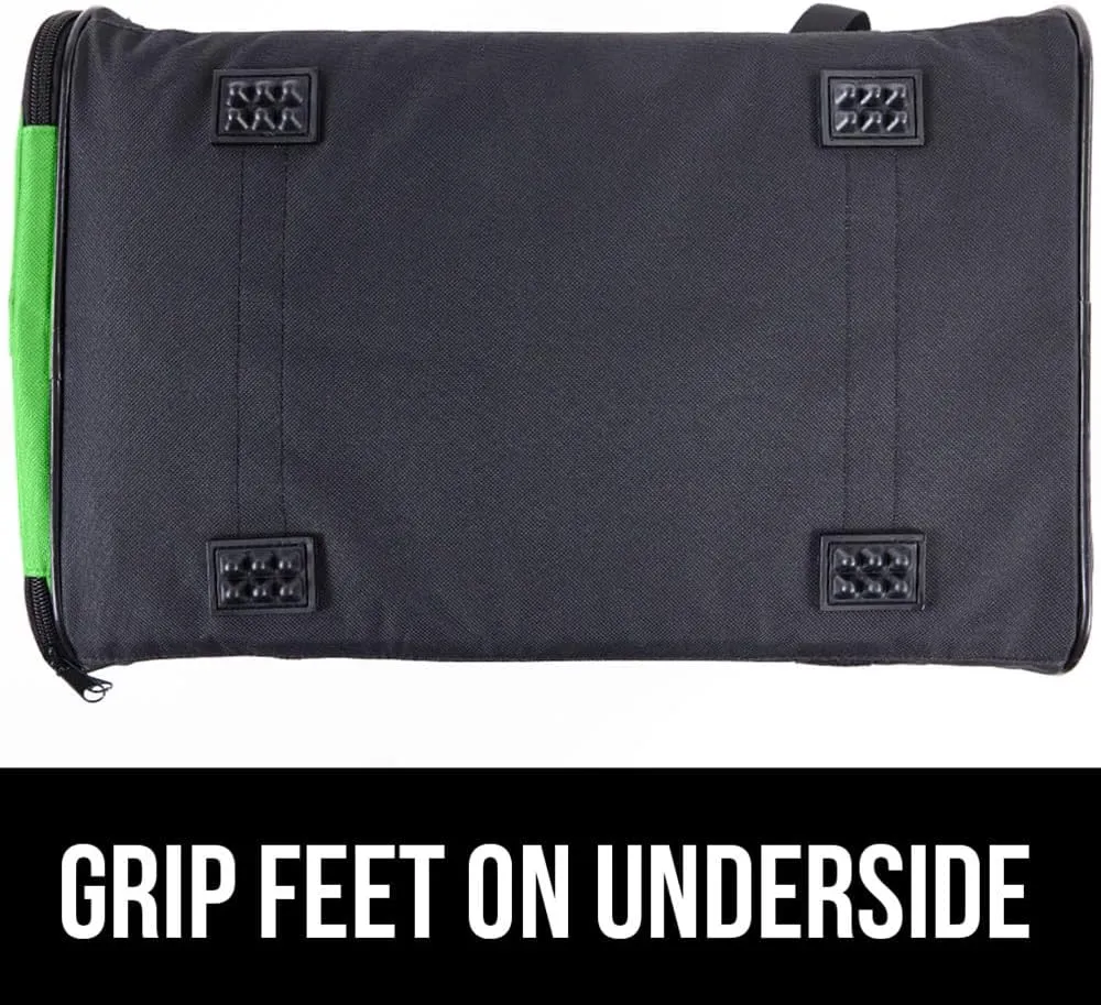 GORILLA GRIP Cat Carrier Travel Bag Up to 15 Lbs, Soft Collapsible Dog Carriers, Kennel for Small Animals, Top and Side Entry Breathable Mesh, Grip Feet Underside, Cozy Washable Waterproof Pad, Green