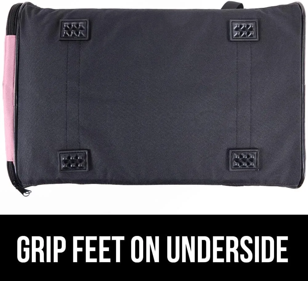 GORILLA GRIP Cat Carrier Travel Bag Up to 15 Lbs, Soft Collapsible Dog Carriers, Kennel for Small Animals, Top and Side Entry Breathable Mesh, Grip Feet Underside, Cozy Washable Waterproof Pad, Pink