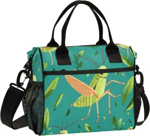 Grasshopper Leaves Lunch Bag Cooler Lunch Box Portable Meal Prep Food Container for Office School Travel Picnic Work