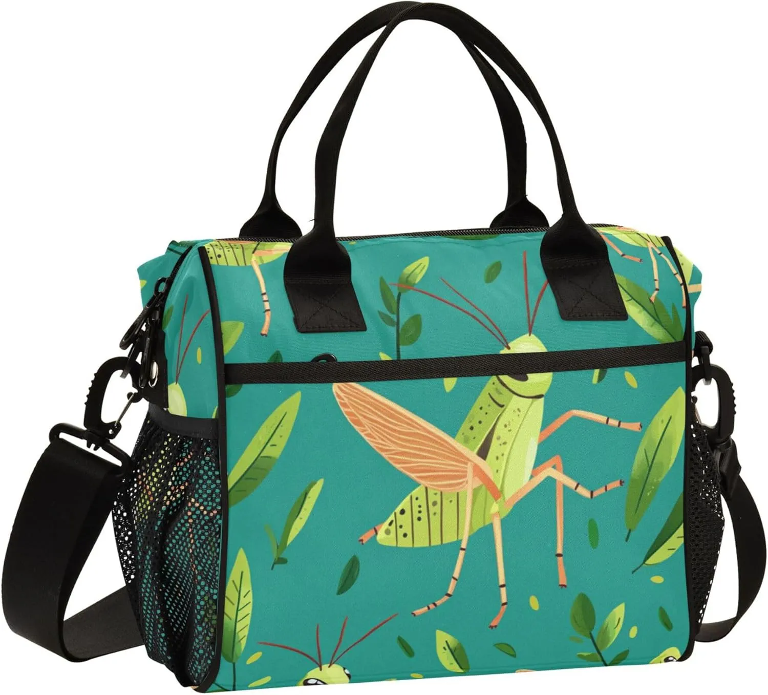 Grasshopper Leaves Lunch Bag Cooler Lunch Box Portable Meal Prep Food Container for Office School Travel Picnic Work