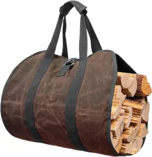 GRFIT Log Tote Carrying Bag Canvas Bag Carrier Indoor Fireplace Firewood Totes Holders Fire Wooden Carriers Carrying for Outdoor Firewood Bag for Fireplace