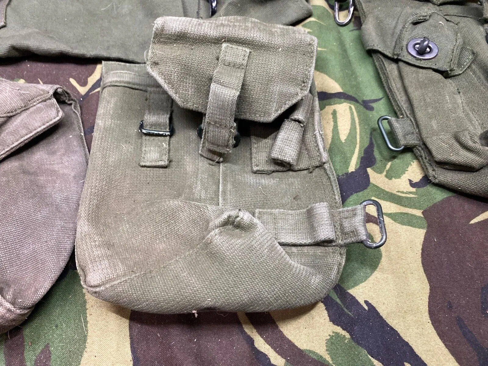Group of British Army 58 Pattern Webbing Pouches & Poncho Roll
