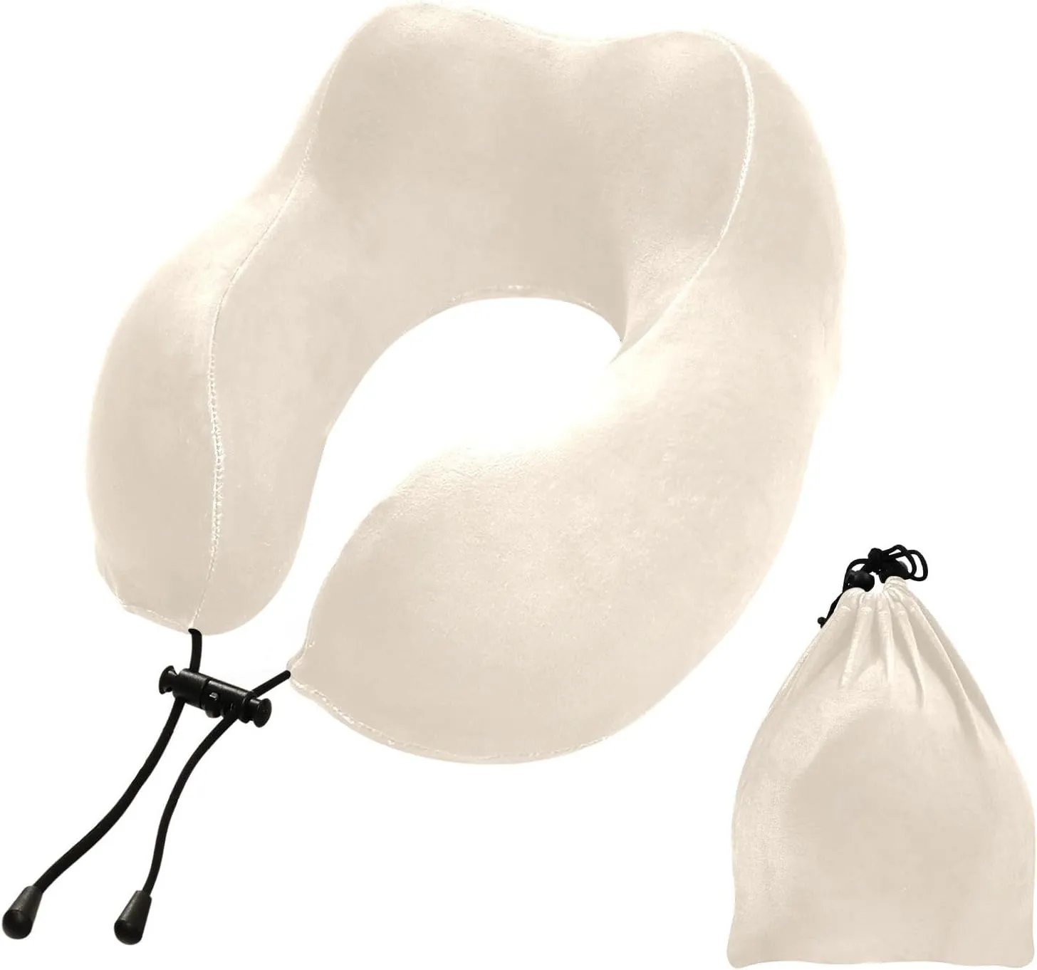 GuoChe Beige White Portable U-Shape Memory Foam Travel Neck Pillow Travel Accessories Must Airport Tailbone Comfortable
