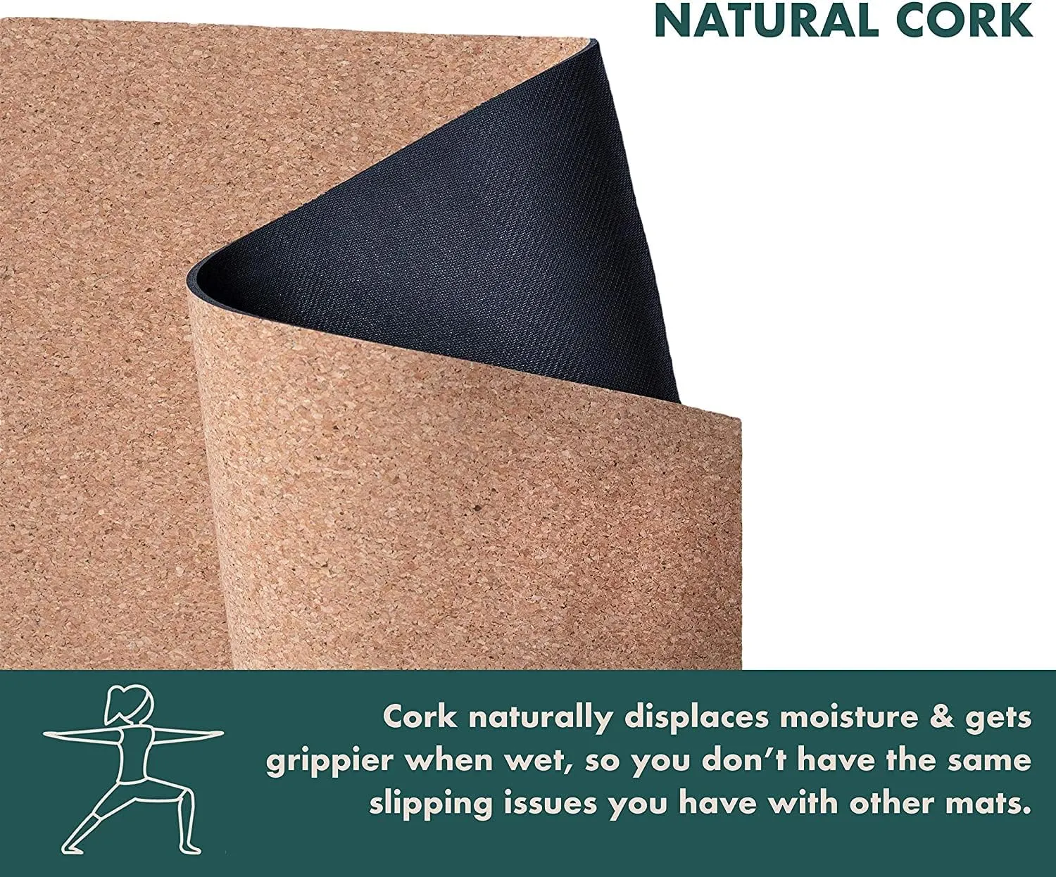 GURUS Sweat Proof Durable Cork Yoga Mat Thick Non Slip Exercise Mat for Home Workout