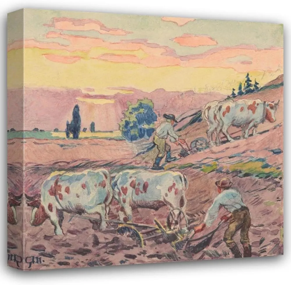 Gustáv Mallý 15x15 Gallery Wrapped Canvas Museum Art Print Titled: 19. - Harvest (1932)