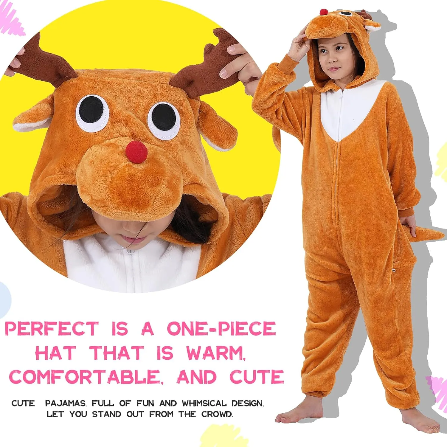Halloween Christmas Unisex Kids Flannel Cosplay Onesie Costume Outfit Suit for Girls and Boys