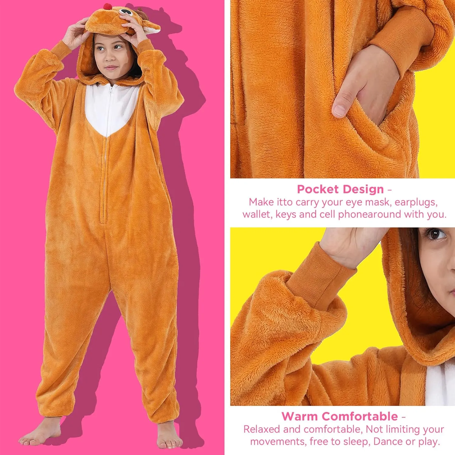 Halloween Christmas Unisex Kids Flannel Cosplay Onesie Costume Outfit Suit for Girls and Boys
