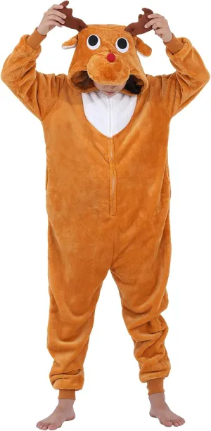 Halloween Christmas Unisex Kids Flannel Cosplay Onesie Costume Outfit Suit for Girls and Boys
