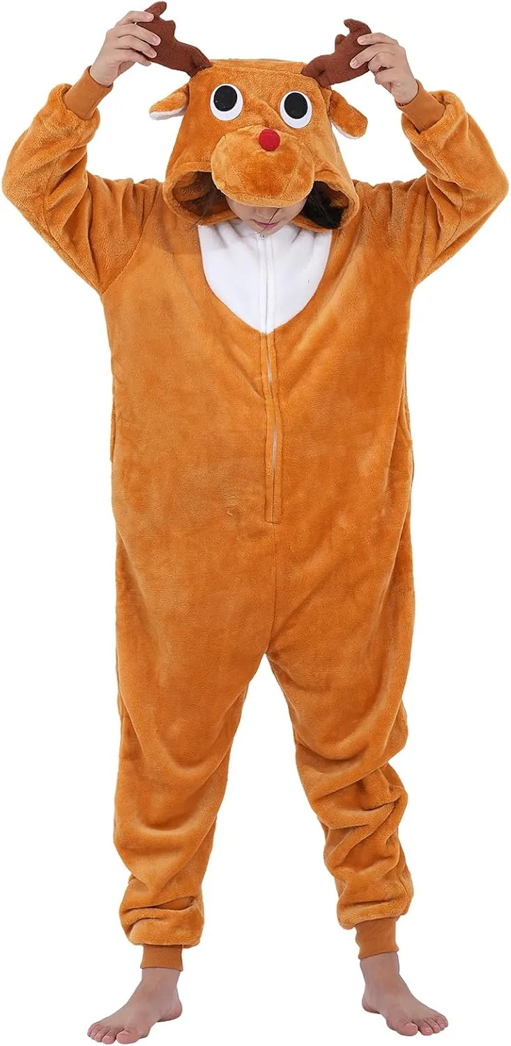 Halloween Christmas Unisex Kids Flannel Cosplay Onesie Costume Outfit Suit for Girls and Boys