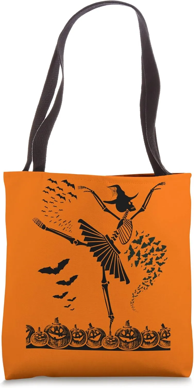 Halloween Dancer Skeleton Ballerina Costume Ballet Dance Tote Bag