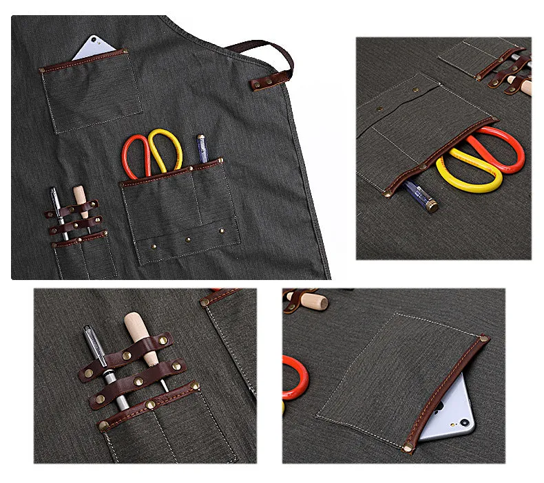 Handmade Adjustable Canvas Work Apron with Pockets