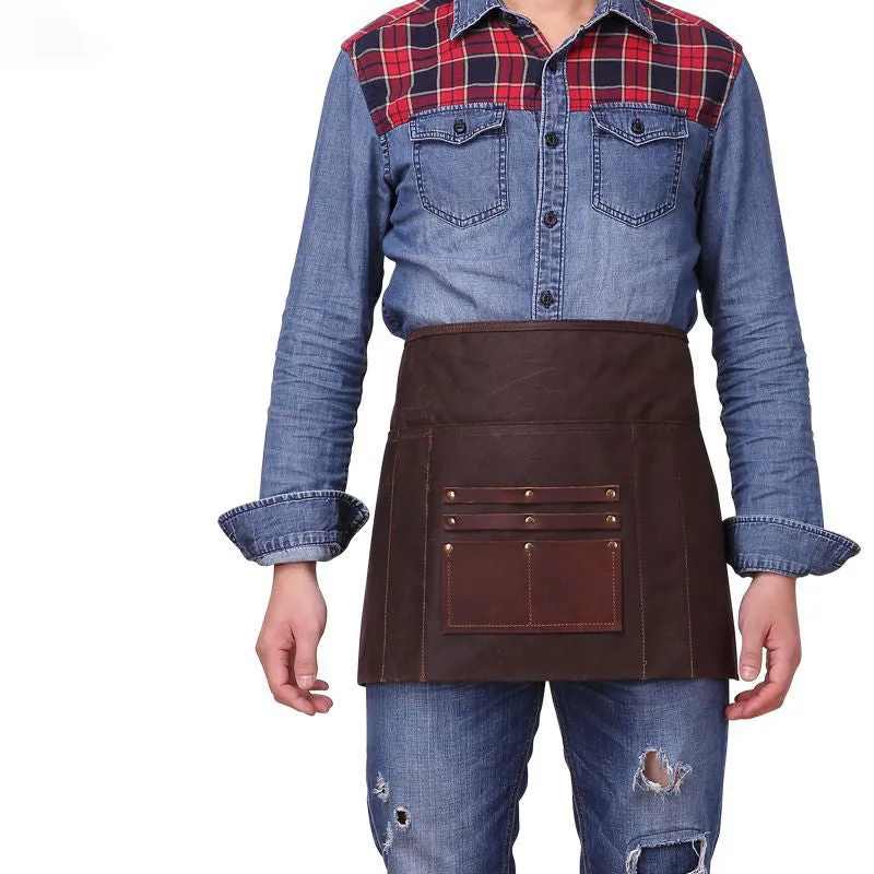Handmade Adjustable Waxed Canvas Work Apron with Pockets