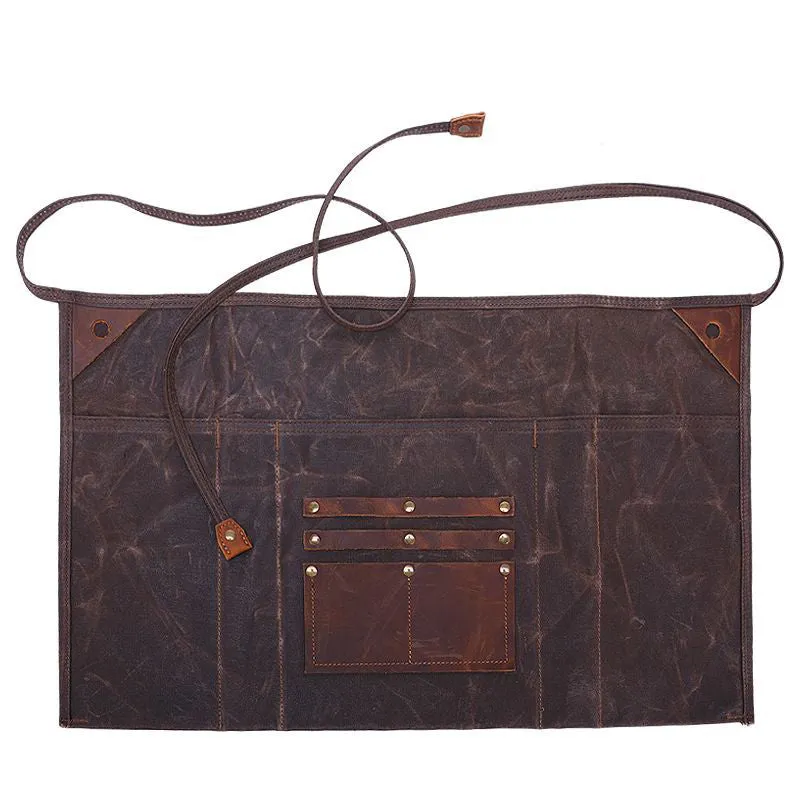 Handmade Adjustable Waxed Canvas Work Apron with Pockets