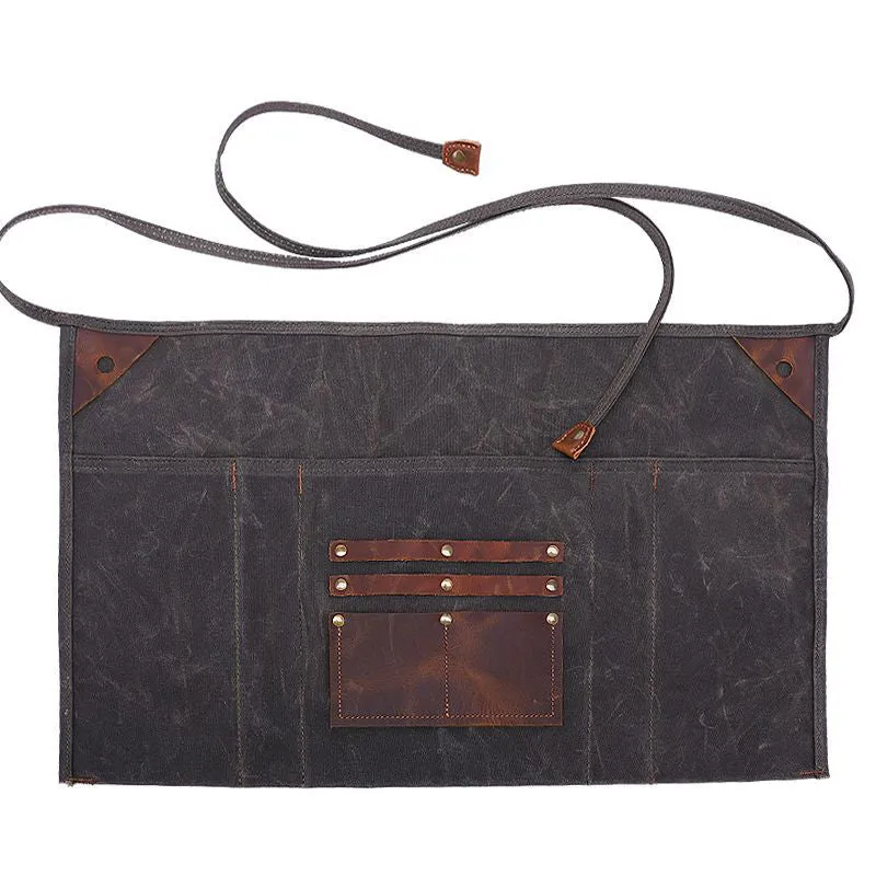 Handmade Adjustable Waxed Canvas Work Apron with Pockets