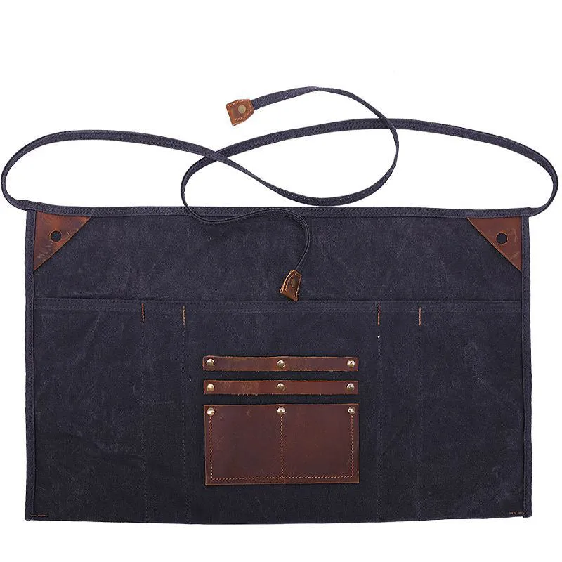 Handmade Adjustable Waxed Canvas Work Apron with Pockets