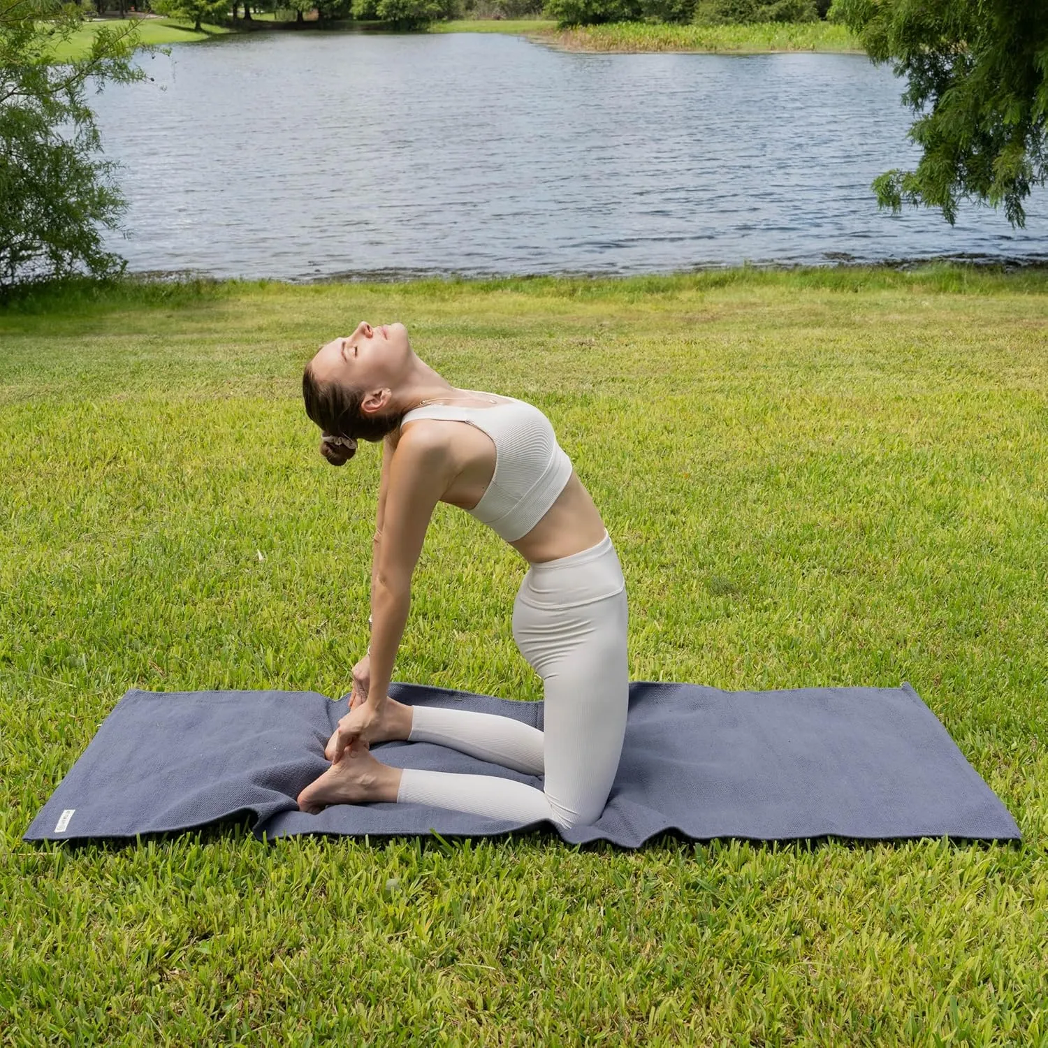Handmade Organic Cotton Yoga Mat - Non-Toxic, Chemical-free and All Natural Cloth Yoga Mat - Exercise, Workout, & Fitness Rug - Woven Material - Absorbent & Washable - 78" x 27"